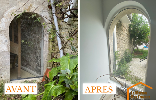 Rénovation d'un châssis fixe sur mesure double vitrage bois