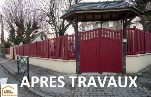 Murets neufs et clôtures aluminium rouges (Montgeron 91230)