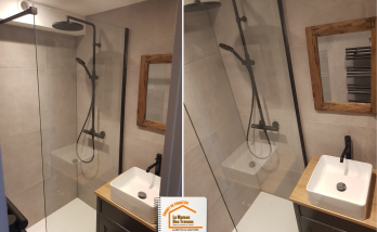 travaux appartement montagne, rénovation complète Savoie, salle de bain design Méribel, carrelage et peinture Albertville, rénovation WC pratique