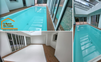 Création d'une piscine couverte avec son volet roulant immergé - Nantes 44