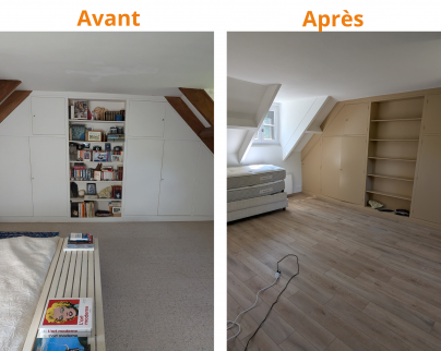 Avant et après travaux chambre La Ferté St Aubin