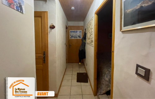 Rénovation studio Champagny-en-Vanoise, Artisan rénovation Savoie, Travaux studio montagne, Studio rénové Champagny, Rénovation complète studio Savoie, Studio alpin rénové,