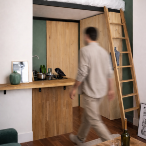 Studio parisien rénové architecture d'intérieur optimisation de l'espace 