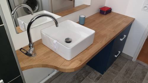 Vasque posée sur plan de travail en chêne - Nantes (44200)