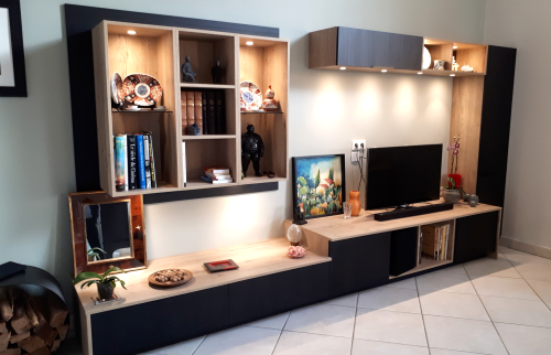Meuble TV bibliothèque sur mesure