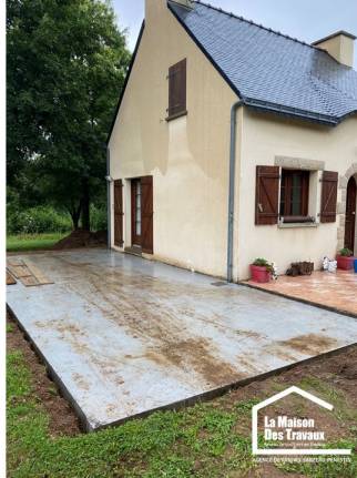 Dalle béton pour extension de maison dans le Golfe du Morbihan