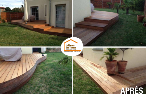 La Maison des Travaux Pays de Gex, création terrasse Léaz, terrasse bois sur mesure, aménagement extérieur Pays de Gex, artisan terrasse pays de gex