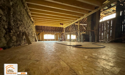  travaux rénovation structure, consolidation plancher habitation, création espace mezzanine, rénovation grange ancienne Savoie, courtier travaux rénovation Combloux