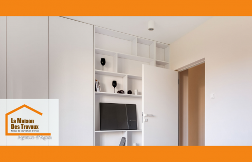 Détail de la transformation : une chambre modernisée dans les règles de l’art grâce à une peinture de qualité professionnelle.