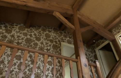 Avant travaux : Un papier peint très daté ! 