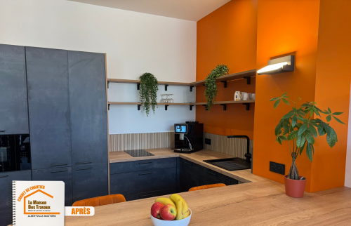 travaux cuisine clé en main, artisan cuisiniste Albertville, aménagement espace cuisine, pose équipements cuisine, La Maison des Travaux Albertville