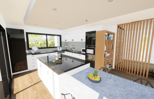 Cuisine avec îlot central - aperçu
