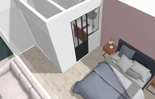 La maquette 3D de la salle de bain avant travaux