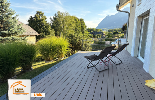  La Maison des Travaux Moûtiers, artisan terrasse Mercury, rénovation extérieure Savoie, pose lames composite, aménagement extérieur