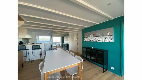 Salle à manger et cuisine ambiance bord de mer