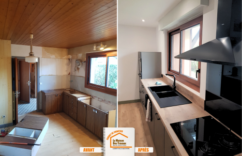 rénovation cuisine petite surface, aménagement cuisine Grignon, agrandir cuisine existante, nouvelle cuisine moderne, peinture rénovation cuisine