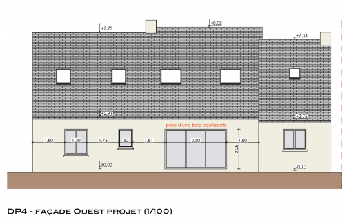 Plan du projet : pose de la baie coulissante 3 m