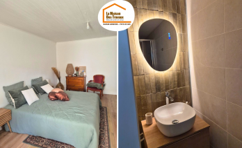 rénovation maison Beaumont, rénovation salle de bain Haute-Savoie, parquet stratifié moderne, faïence zellige salle d’eau, courtier rénovation intérieure, la maison des travaux