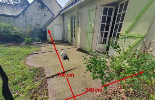 Terrasse avant rénovation - Prise de mesures pour aménagement extérieur