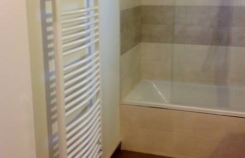 Salle de bain avec la baignoire et radiateur