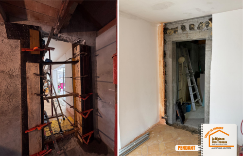 garage transformé en logement, extension intérieure Mercury, rénovation complète studio, parement pierre maison, courtier en rénovation Savoie