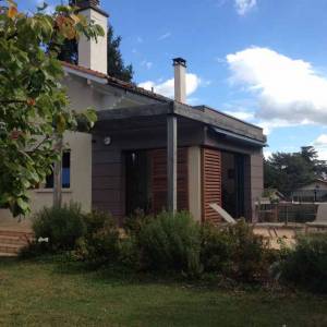 Travaux d'extension avec vue sur la terrasse