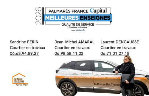 Contact de Sandrine Férin, courtière en travaux de La Maison Des Travaux d’Agen pour vos projets de rénovation intérieure et maison.