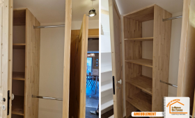 Rénovation maison Beaufort, Meubles sur-mesure bois, Sol PVC effet bois, Artisan rénovation intérieur