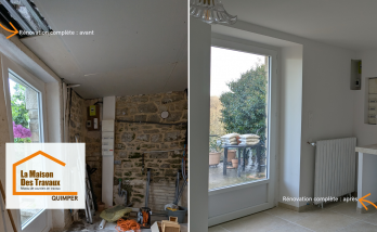 Ancien espace brut avant travaux dans le Finistère Sud, point de départ d’un projet de création de buanderie accompagné par La Maison Des Travaux Quimper.