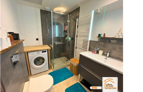 rénovation salle de bain Combloux, salle de bain corps de ferme, douche à l’italienne montagne, artisan salle de bain Haute-Savoie, la maison des travaux sallanches, la maison des travaux