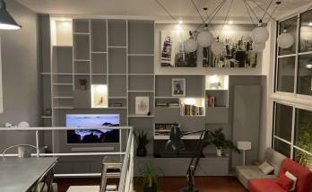 Création bibliothèque avec cheminée