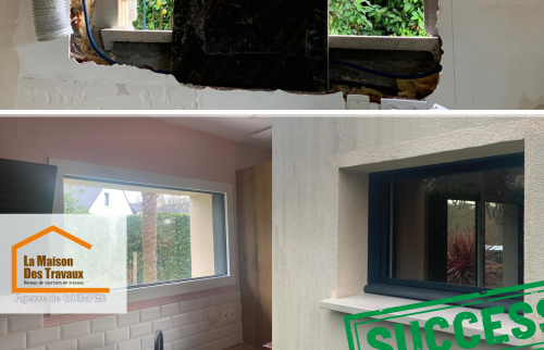 Cuisine moderne et élégante : Une cuisine transformée avec des meubles noirs mats et des touches de rose poudré pour une ambiance chaleureuse et contemporaine. 🖤🌸