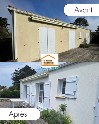 Travaux de rénovation de façade sur une maison - Préfailles 44770