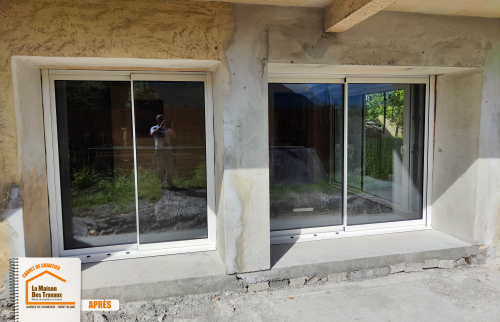 optimisation surface habitable, création ouverture façade, baie vitrée jardin, mur porteur extérieur percement, rénovation garage montagne