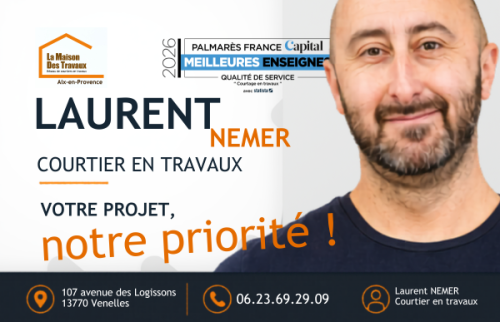 Laurent Nemer accompagne les projets de rénovation à Aix-en-Provence avec La Maison Des Travaux. Sélection d’artisans qualifiés, accompagnement personnalisé et suivi de chantier.