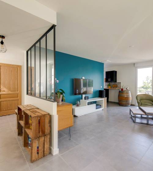 Rénovation intérieure résidence secondaire verrière depuis entrée - Cassis (13260)