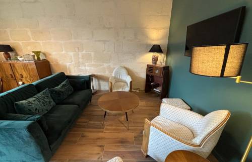 Salon Talence bleu canard pierre de gironde