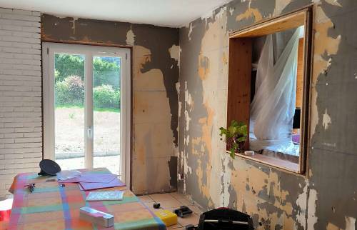 Réalisation en cours d'une rénovation complète d'un RDC 2