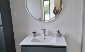 Meuble vasque et miroir rond