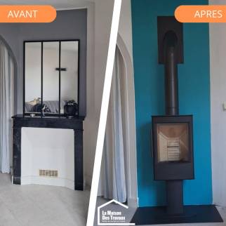 Remplacement de cheminée ancienne par un poêle à bois - La Plaine sur mer 44770