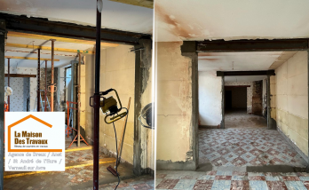 Rénovation structurelle en Eure-et-Loir : Transformation intérieure avec renforcement des murs porteurs et ouverture d’espaces pour un nouvel agencement.
