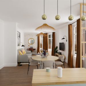Conception 3D d'une pièce de vie de 40 m² - Amélie Clémencet - La Maison Des Architectes