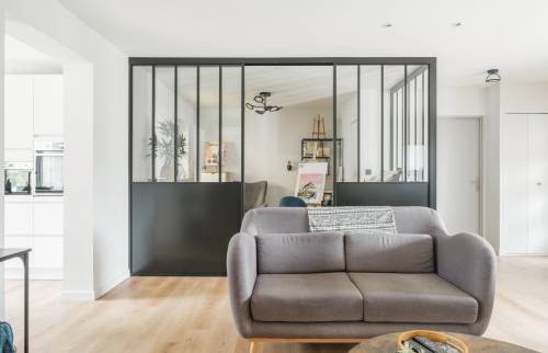 Extension de 40 m² à Vertou- Le salon et sa verrière atelier