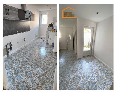 Pose de carrelage dans la cuisine