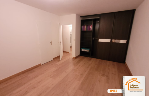 La Maison des Travaux Albertville, rénovation appartement Albertville, sol PVC moderne Savoie, peinture murs plafonds Albertville, artisans rénovation Moûtiers