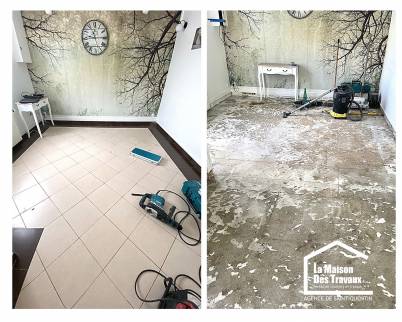 pose d'un carrelage imitation parquet