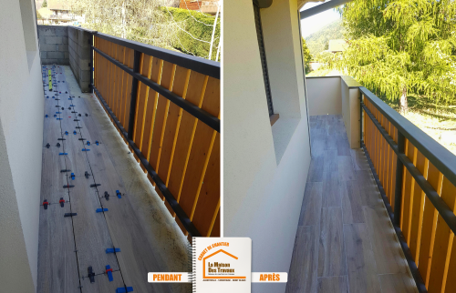  aménagement terrasse Savoie, pose carrelage extérieur, rénovation muret extérieur, couvertine mur extérieur, revêtement terrasse résistant au gel