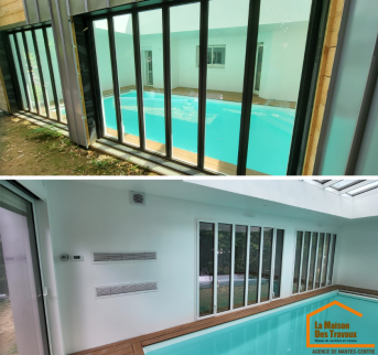Construction d'une piscine couverte dans une extension avec ses larges baies - Nantes 44