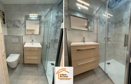 aménagement salle de bain garage, douche à l’italienne rénovation, isolation thermique salle de bain