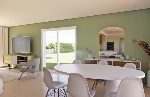 Rénovation complète d'une pièce de vie à Basse-Goulaine 44115 - visualisation 3D